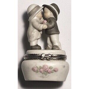 VTG Love Trinket Hinged Box - A ROSE FOR A KISS- Enesco Kim Anderson Small Gift